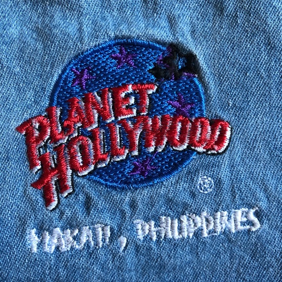 Vintage 1991 Planet Hollywood Long-sleeve Denim Button Down Mens Medium - Picture 3 of 8